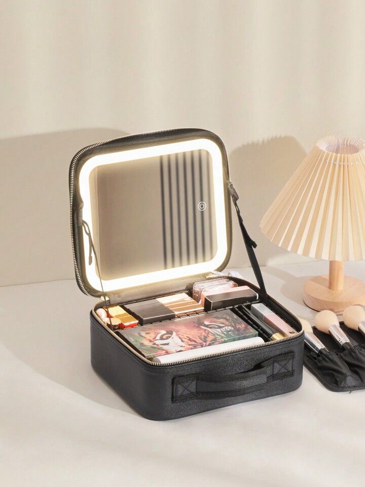 Premium LED Light Makeup Organizer Box with Touch Sensor Mirror