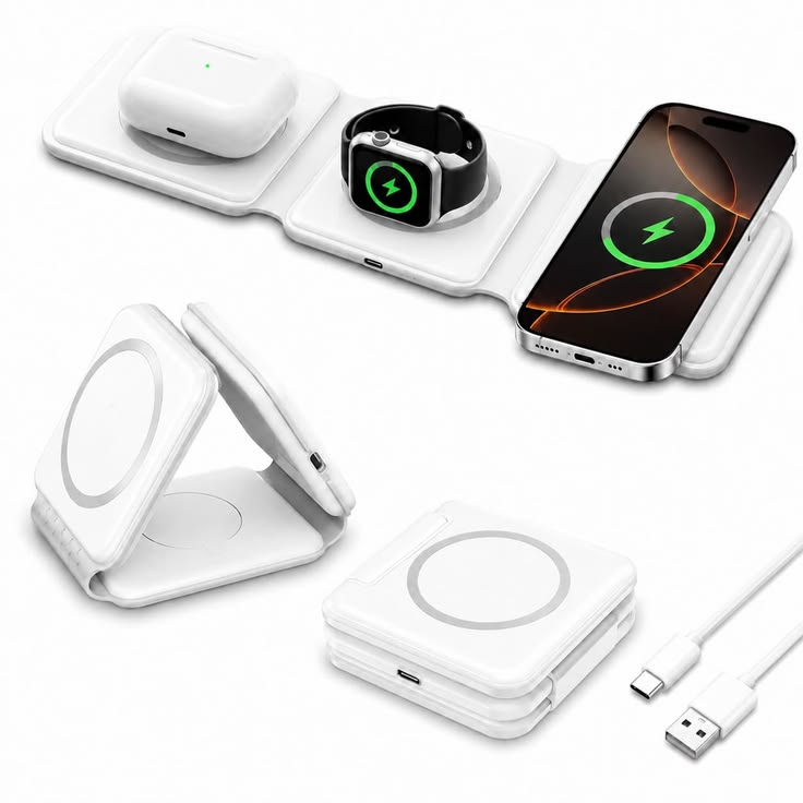 FoldCharge™ 3-in-1 Magnetic Wireless Travel Charger