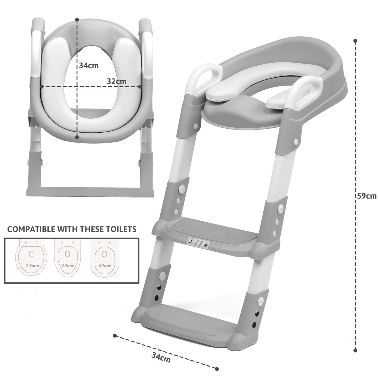 Kid Children Baby Potty Training Toilet Seat Toddler Urinal Chair Ladder Trainer