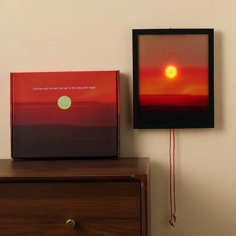 Kinetic Sunrise Sunset Wall Lamp Adjustable Dual Pull Ropes Night Light Moves with the Sun Bedroom Decorative Wall Light Gift