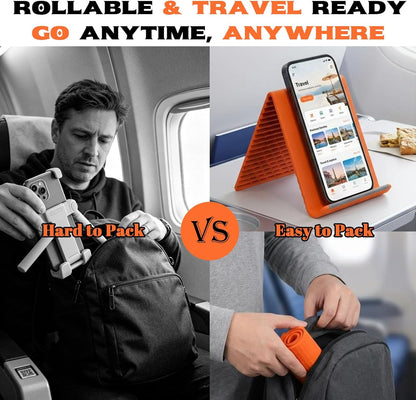 2PCS Flexible Silicone Phone Holder, 2026 New Flexible Silicone Aluminum Phone Holder Stand Folded into Any Shape, Universal Adjustable Anti-Slip Desktop Mount for Home Office Travel (Orange*2)