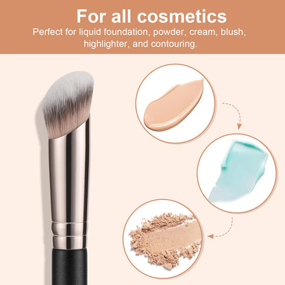 Unter-Augen-Concealer Und Angewinkelter Kontur Pinsel - Synthetischer Kabuki Zum Verbergen, Mischen, Festlegen Und Auftragen Von Flüssigen, Cremes Und Puder-Kosmetika