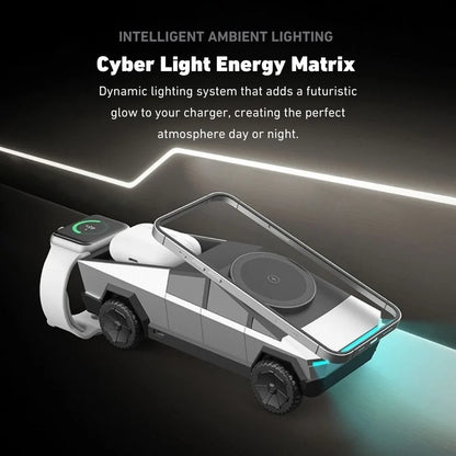 CyberDock+™ 3-in-1 Magnetic Wireless Charging Station