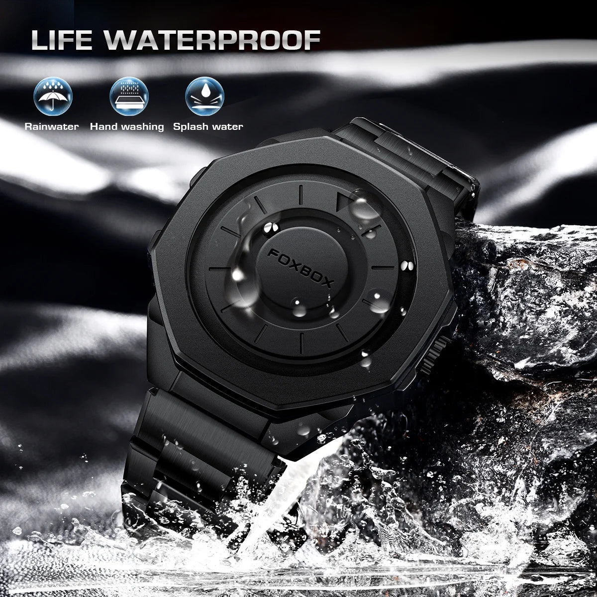 Fashion Men'S Watch Waterproof Sports Military Quartz Wristwatches Luxury Rolling Magnetic Steel Ball Business Man Watch