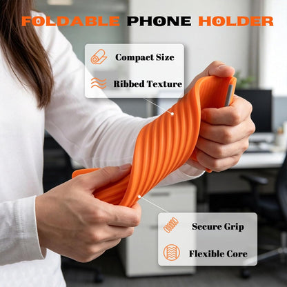 2PCS Flexible Silicone Phone Holder, 2026 New Flexible Silicone Aluminum Phone Holder Stand Folded into Any Shape, Universal Adjustable Anti-Slip Desktop Mount for Home Office Travel (Orange*2)