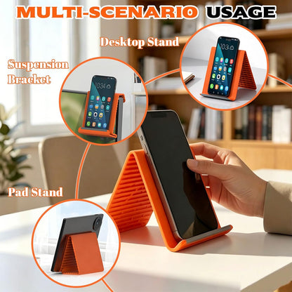 2PCS Flexible Silicone Phone Holder, 2026 New Flexible Silicone Aluminum Phone Holder Stand Folded into Any Shape, Universal Adjustable Anti-Slip Desktop Mount for Home Office Travel (Orange*2)