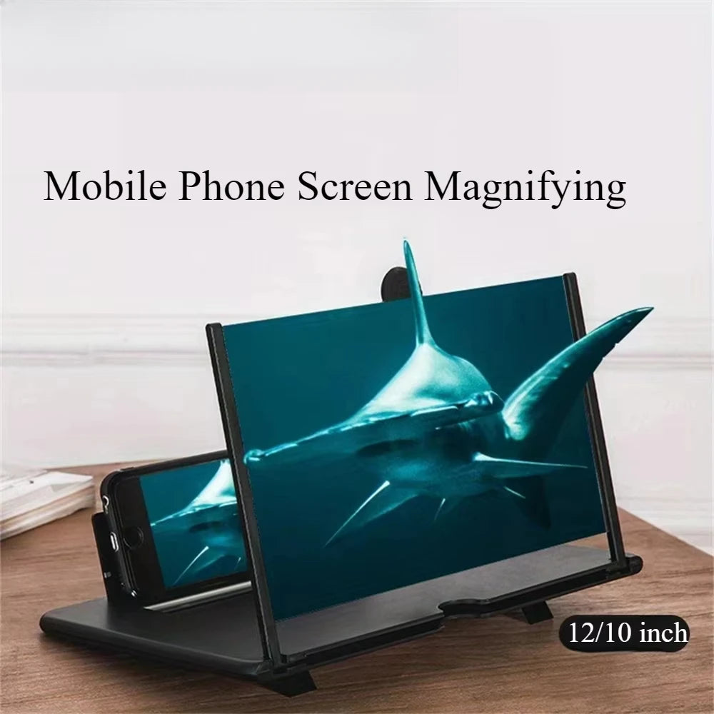 12/10" Phone Screen Magnifier 3D HD Phone Enlarger Cell Phone Magnifier for Seniors Video Watching Movie Night Home Travel Break